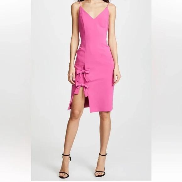 Anthropologie Black Halo Mystic Sheath Pink Bow Dress - Picture 2 of 11